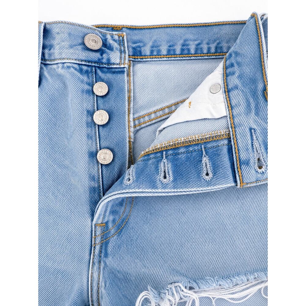 Levi’s Premium 501 Cutoff Denim Shorts W28 Light Wash Frayed Raw Hem Vintage 90s - Picture 9 of 12